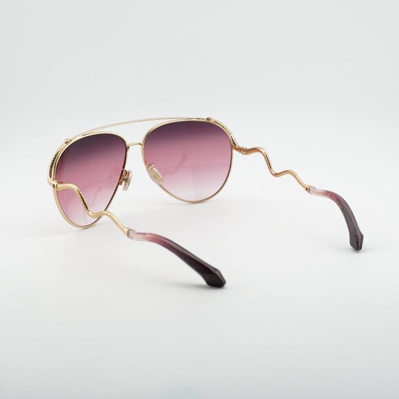 Roberto Cavalli SRC090M 300K Sunglasses Gold Aviator Frame, Pink Lenses